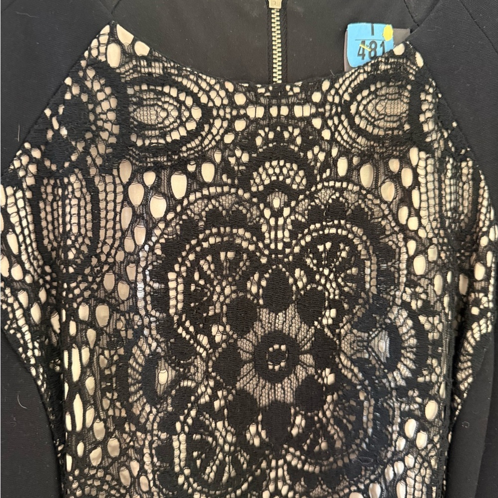 Vince Camuto Black Dress with Cream Lace